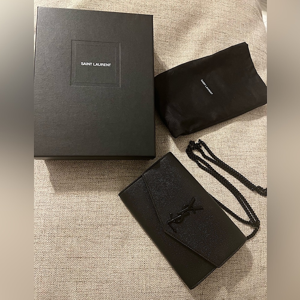 YSL Uptown Wallet on chain Black/Nero